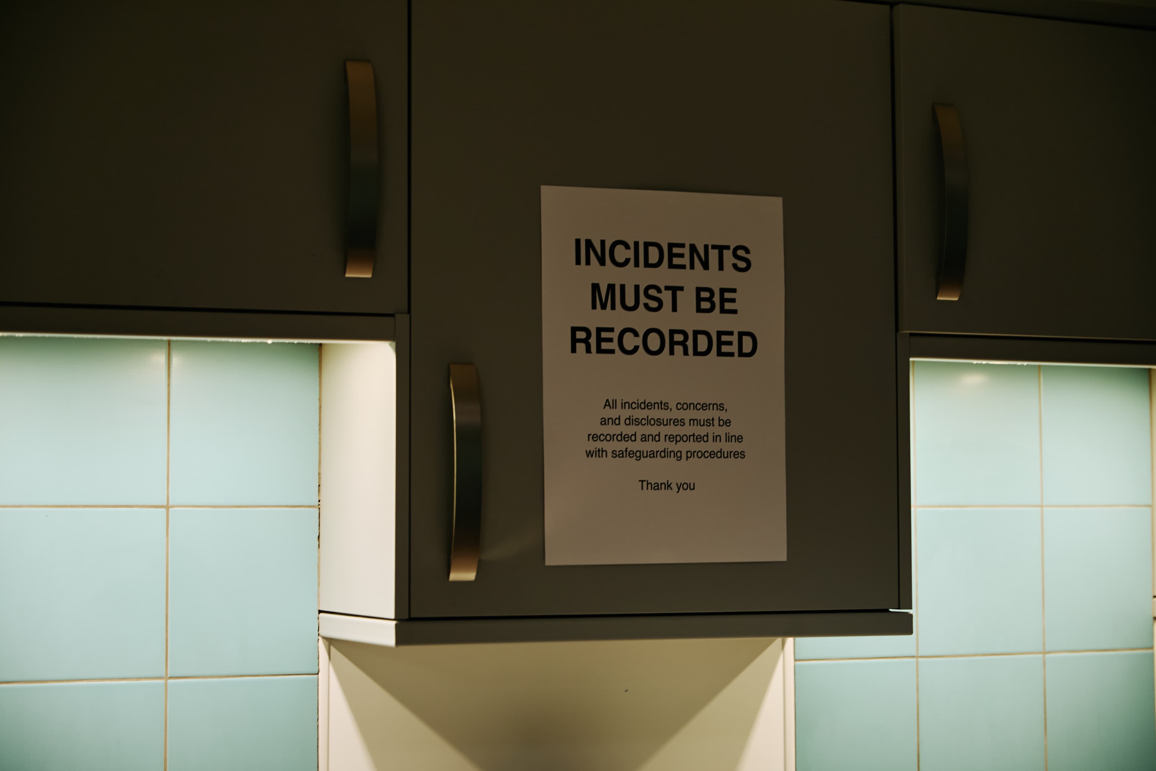Incidents must be recorded sign
